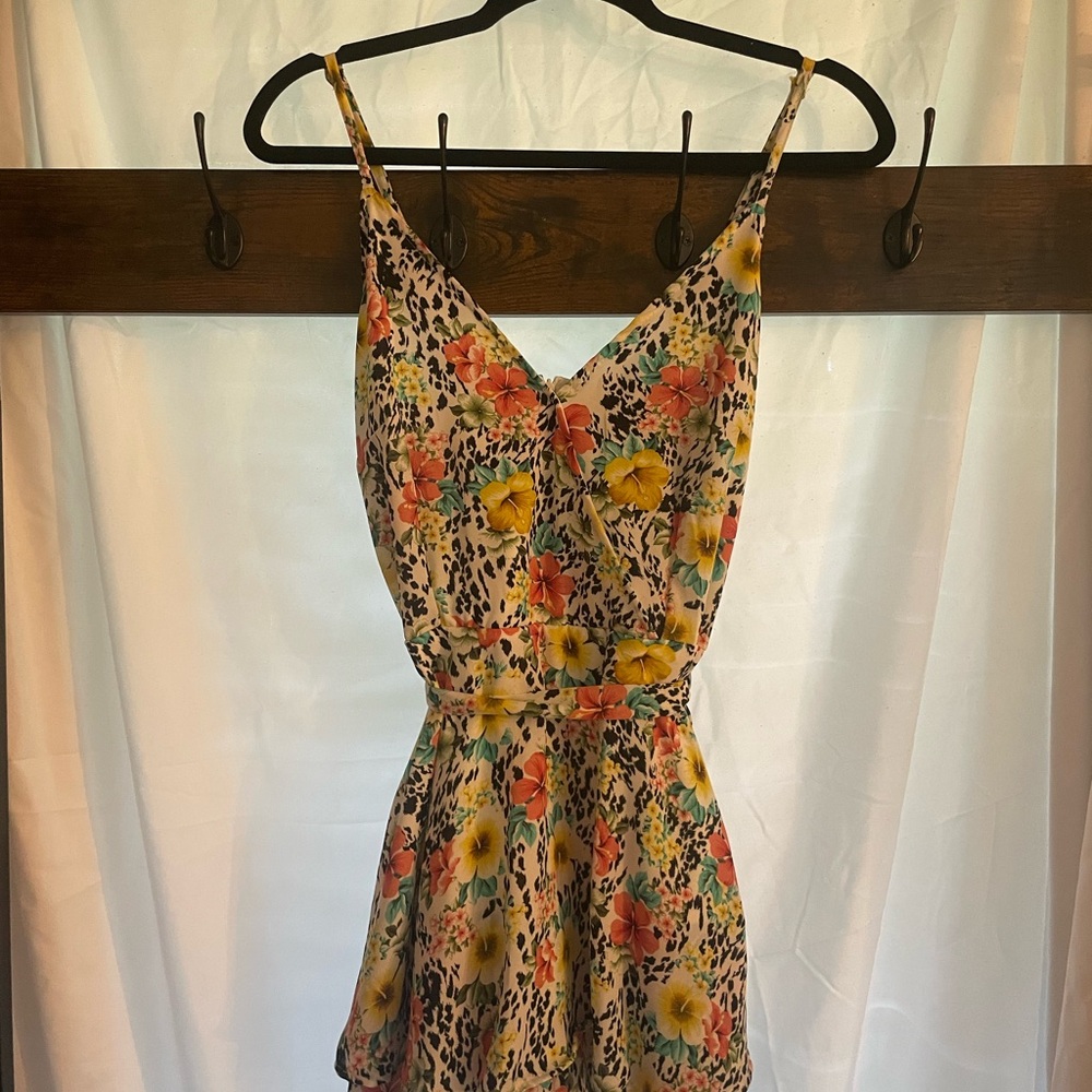 Floral and Leopard Print Romper